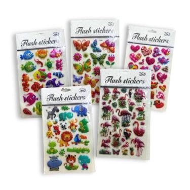 Imagem de Kit 10 Cartelas de Adesivos Infantis 3D Stickers Sortidos - Frank Impo