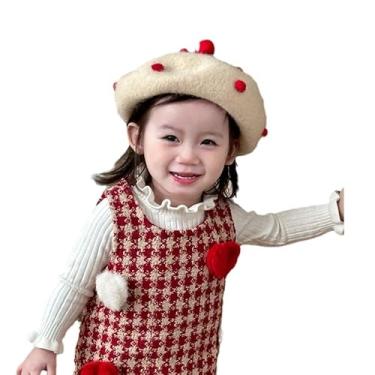Imagem de AIBEARTY Boina infantil de pérola francesa para meninas, gorro quente de inverno, Cogumelo branco, tamanho �nico