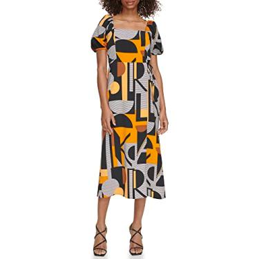 Imagem de KARL LAGERFELD Vestido esportivo de verão feminino, Branco macio/gengibre multi, 48