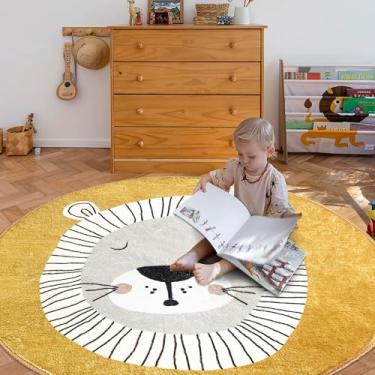 Imagem de USTIDE Tapete infantil extragrande macio de leão, tapete para quarto de bebê, tapete para sala de jogos, 1,5 m