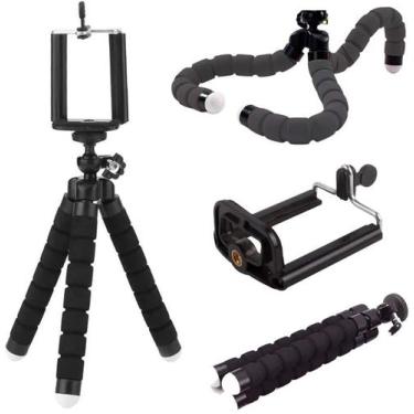 Imagem de TRIPE Suporte Celular Smartphone Flexível TRIPÉ Gravar Vídeo PRETO P -