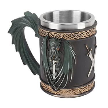 Imagem de Caneca de Aço Inoxidável TOPINCN Caneca de Cerveja de Aço Inoxidável Dragon Pirate, Grande Capacidade, Copo de Bronze Antigo retrô para Cerveja, café, Bebida, Decoração