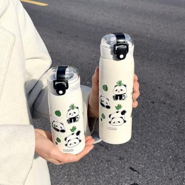Imagem de Garrafa térmica escolar infantil Preta com canudo de silicone para Bebidas quentes e frias
