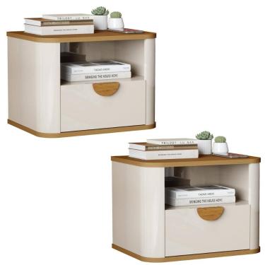 Imagem de Kit de 2 Mesa de Cabeceira Suspensa Buriti 1 Gaveta e Nicho