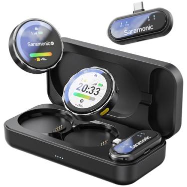 Imagem de Saramonic Microfone de lapela sem fio BlinkMe U2 para smartphone Android tipo C iPhone 15, cancelamento de ruído, bateria de 8h, transmissão de 100 metros, microfone de lapela sem fio para gravação de