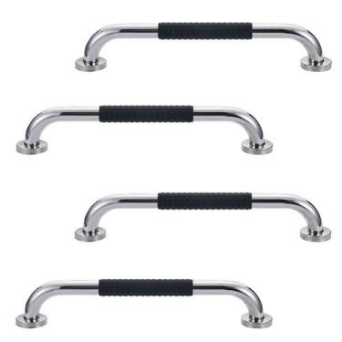 Imagem de Barra de Apoio 30cm Inox Suporte Antiderrapante Kit 4 unidades Banheir