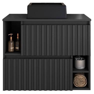 Imagem de Gabinete Suspenso 2 Portas Com Cuba Preta 75 Cm Bl1000 Grafite Faem Grafite