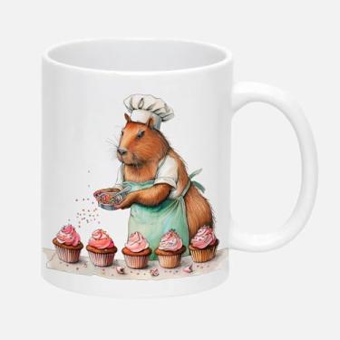 Imagem de Caneca Branca de Porcelana 325ml CAPIVARA MAMAE BOLO 1