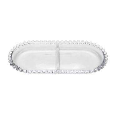 Imagem de Petisqueira de cristal com divisoria oval pearl 24x12x2cm wolff