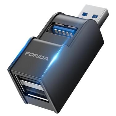 Imagem de FORIDA Adaptador USB de 3 portas, hub USB com USB 3.0 e adaptador USB duplo, divisor USB portátil 1 em 3 saídas para Keyborad, disco rígido móvel, disco U, câmera, mouse etc. Acessórios para laptop