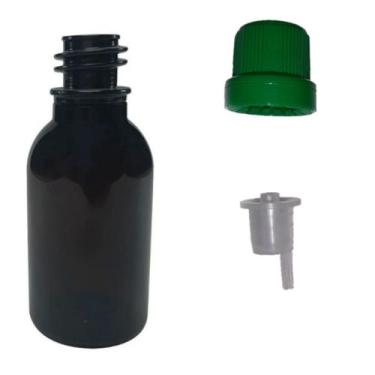 Imagem de Frasco Pet Âmbar Com Gotejador 30ml 50 unds Tampa Verde - RC MINASMEL