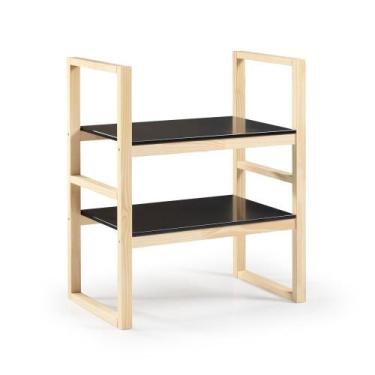 Imagem de Estante com Prateleiras em Madeira e MDF 96 cm Natural e Preto Tetris 