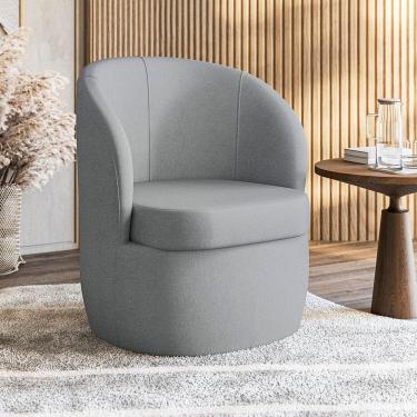 Imagem de Poltrona Decorativa Estofada e Orgânica com Base Giratória Alajuela Espresso Móveis Cinza Médio