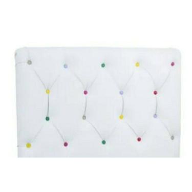 Imagem de Cabeceira Infantil Estofada Botão Colorido Em Korino Branco
