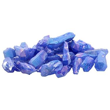 Imagem de Nupuyai Pedras de cristal natural revestidas de titânio azul de 500 g a granel irregulares de quartzo cru para fabricação de joias e decoração de casa/arte