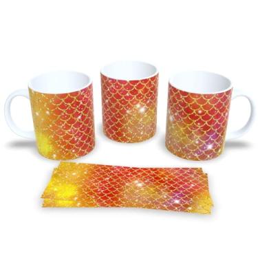 Imagem de Caneca Branca de Porcelana Personalizada Escamas de Sereia (Mod.5)