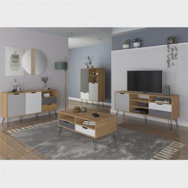 Imagem de Conjunto Sala de Estar Rack para TV até 55 Polegadas Buffet Bar e Mesa de Centro Estocolmo Artely