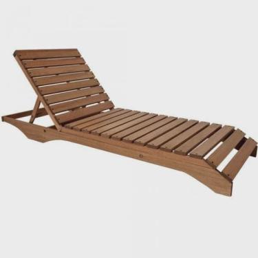 Imagem de Espreguiçadeira para Jardim em Madeira Maciça Chaise Long