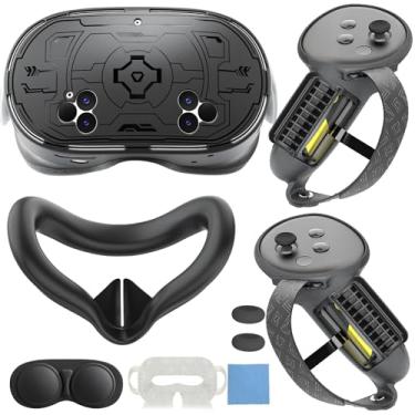 Imagem de 7-in-1 Protective Silicone Cover Set Compatible with Meta Quest 3s Accessories, Included Upgrade Battery Opening Controller Grips, Silicone Face Cover and TPU Hard Shell Cover_(TPU-Black)