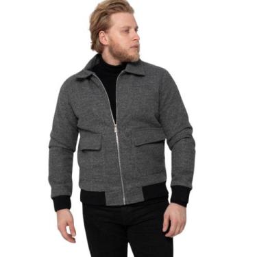 Imagem de Casaco Masculino De Lã Batida Jaqueta Inverno - bea, Cinza, P