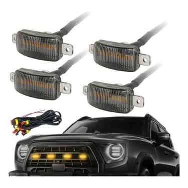 Imagem de Kit 4 Luz Âmbar Grade Colmeia Camionete Universal Lente Fumê - Sgorlon