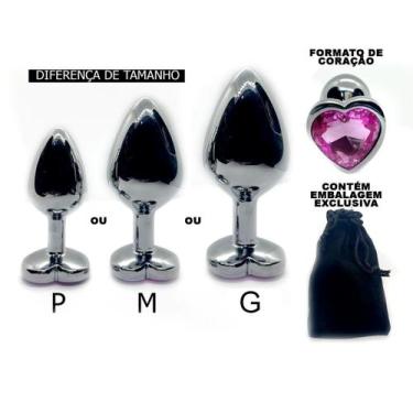 Imagem de Plug Anal Coração Jóia Aço Inox Polido Luxo Importado P M G - MMA S2, 