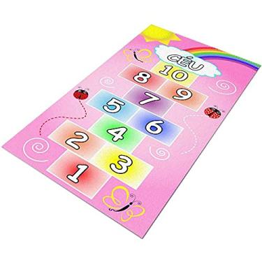 Imagem de Tapete Infantil Veludo Amarelinha Rosa 60x120