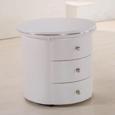 Imagem de Mesa de cabeceira simples para quarto, escritório, mesas-de-cabeceira de couro, mesa de cabeceira com gaveta, armário de armazenamento, estofado de couro (cor: branco) (vermelho) (branco) (branco)