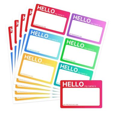 Imagem de 180 adesivos de pronome My Pronoun are Labels 5 x 7,6 cm - Hey Them He Him She Her Name Tag Etiquetas de identidade para festas, conferências, meninos e meninas