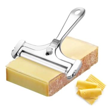 Imagem de Cortador de queijo com fio de aço inoxidável - Cortador de queijo manual ajustável - Barbeador de queijo premium para mussarela, cheddar, gruyere - Cortador de queijo com arame