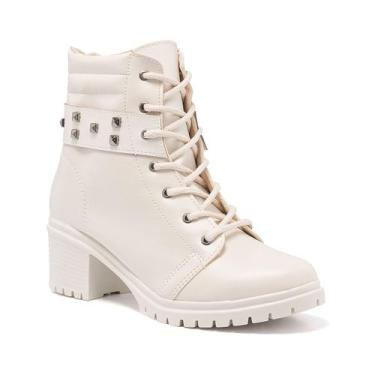 Imagem de Bota Coturno Feminino Cano Baixo Salto Tratorada Estilosa - Stessy Sho