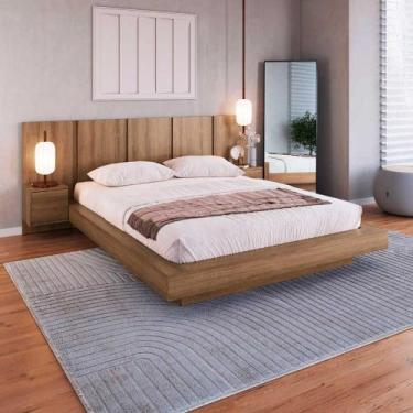 Imagem de Cama Queen e Cabeceira com 2 Mesas de Cabeceira Suspensas - Art In Q, 