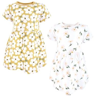Imagem de Hudson Baby Vestidos de algodão para bebês e meninas, Floral de sálvia dourada, 9-12 Meses