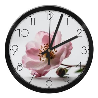 Imagem de LILINWAN Relógio de parede de plástico vintage de 25 cm - Ambulância rosa com desenho animado operado por bateria para casa ou escritório, design silencioso sem tique-taque