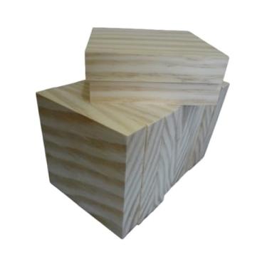 Imagem de 50 Blocos Peças De Madeira Pinus Artesanato 7 X 7 X 2 Cm