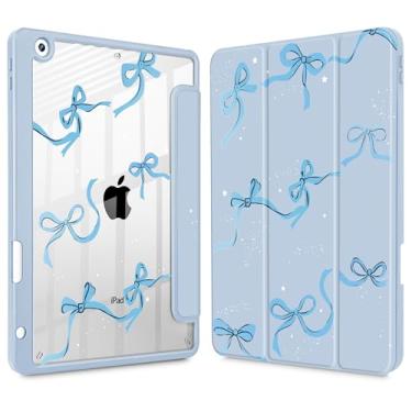 Imagem de May Chen Capa traseira transparente para iPad 9ª geração com suporte para lápis, iPad 8ª/7ª geração de 10,2 polegadas, [suporte de caneta] Suporte com três dobras para despertar/hibernar, capa