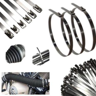 Imagem de Kit10 Abraçadeira Zip Tie Aço Inox 304 Comprimento 65cm x 4,6mm Ø Máx 