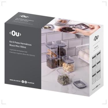 Imagem de Organizador De Temperos Cozinha Clear 6 Peças Herméticos 150ml - OU