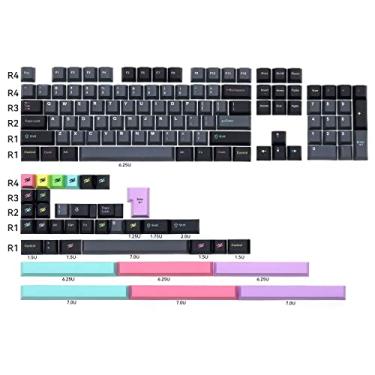 Imagem de Cherry Profile PBT Teclas para Teclados Mecânicos 60% 65% 75% Teclas Preto Cinza Cool Conjunto de teclas para Cherry MX Gateron Switches Teclas de Teclado Dye Sub 138 Teclas (Drácula)