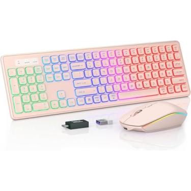 Imagem de Teclado e mouse retroiluminados RGB - rosa pêssego
