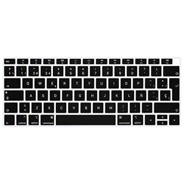 Imagem de WYGCH Capa de teclado em espanhol para MacBook Air 2018 33.8 cm A1932 com tela retina e protetor macio de silicone Touch ID, layout da UE