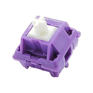 Imagem de TECSEE Interruptores de teclado táteis de material panda roxo | Estilo cereja | Teclados mecânicos de jogos | Haste longa | Montagem em placa | Interruptores RGB SMD de 5 pinos para teclado retroiluminado (Panda roxo 90)