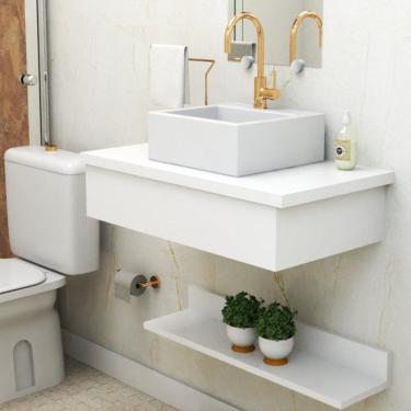 Imagem de Conjunto Gabinete para Banheiro Completo com Cuba Espelheira Dublin  Branco