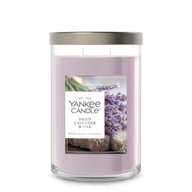 Imagem de Yankee Candle Copo grande com fragrância de lavanda seca e carvalho de 590 ml, vela de 2 pavios com mais de 60 horas de tempo de queima, ideal para uso doméstico, eventos ao ar livre e presentes