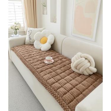 Imagem de AEEISHOMEREFORM Capa de sofá para cães lavável, capa felpuda para sofá, capas para sofá de 3 almofadas para animais de estimação, cobertor antiderrapante para cama de cachorro (café escuro, 70 x 150