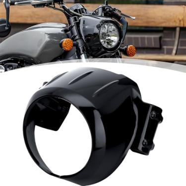 Imagem de GZDLMoto Kits de cobertura de carenagem de moldura de farol de motocicleta para Indian Scout Sixty '2015+ Bobber Twenty Rogue 2018-2023 Peças de acabamento externo da viseira do farol (preto vibrante)