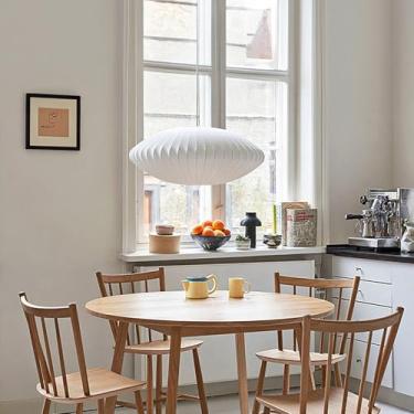 Imagem de MIXL - Grande Luminária Pendente De Tambor De Seda Branca, Luminária De Lanterna Redonda Suspensa De Tecido Branco, Luminária De Teto Suspensa Minimalista Para Quarto, Ilha De Cozinha E Sala De Esta