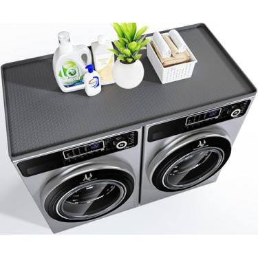 Imagem de Capas de lavadora e secadora de 130 cm x 65 cm para a parte superior, tapete de silicone cinza antiderrapante para máquina de lavar e secar roupa, almofada à prova de poeira para lavanderia, cozinha,