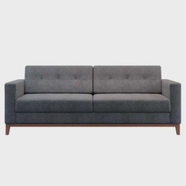 Imagem de Sofá Com 3 Lugares Pés E Base Madeira Em Linho Cotton