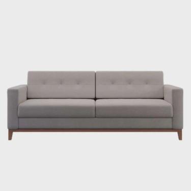 Imagem de Sofá Com 3 Lugares Pés E Base Madeira Em Linho Cotton